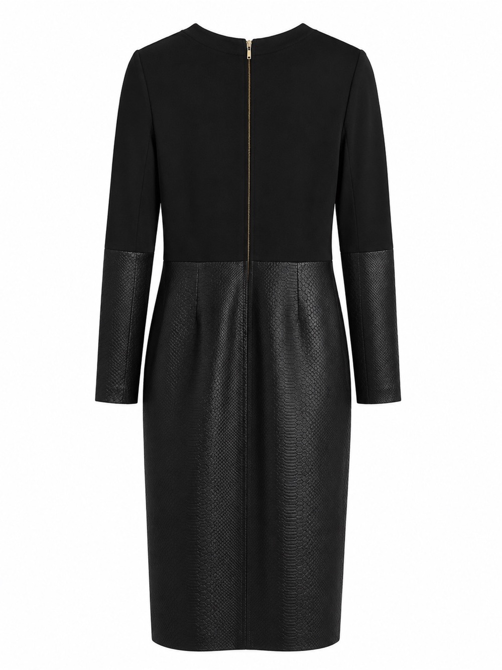 AYSHA NY MIDI PYTHON SNAKE EMBOSSED FAUX LEATHER BLACK MIDI PENCIL DRESS SZ 6 - Picture 3 of 6